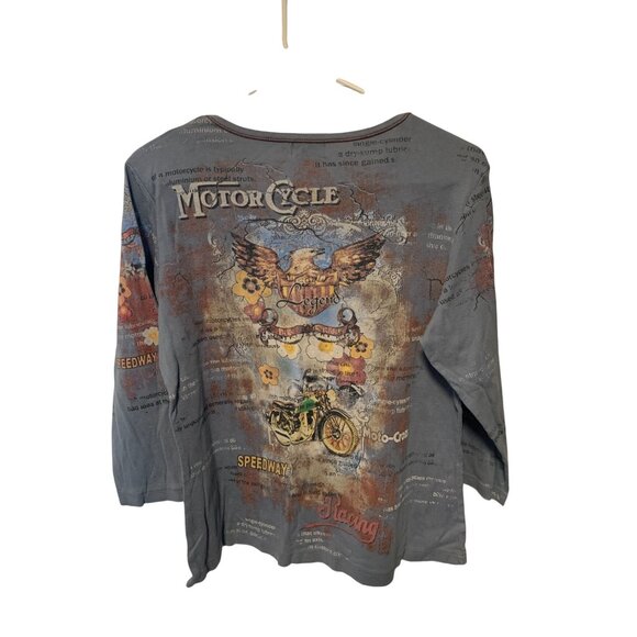 Cactus Womens Size Large Vintage Y2k Graphic Front Back Motorcyle Speedway Tee T - Picture 4 of 4